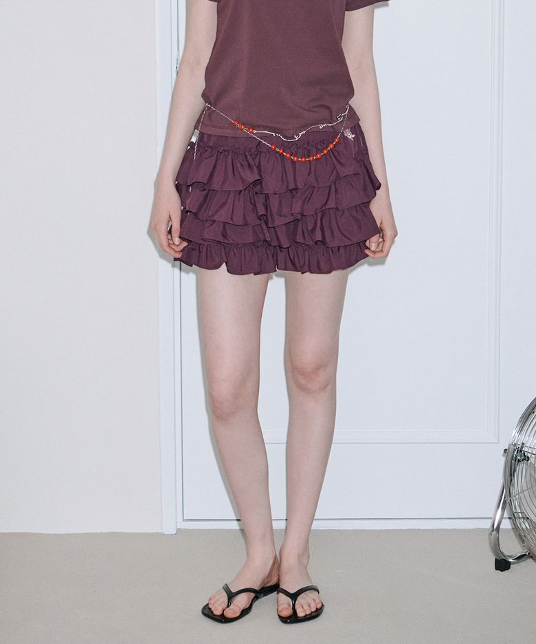 Frill Mini Skirt Pants (Purple)