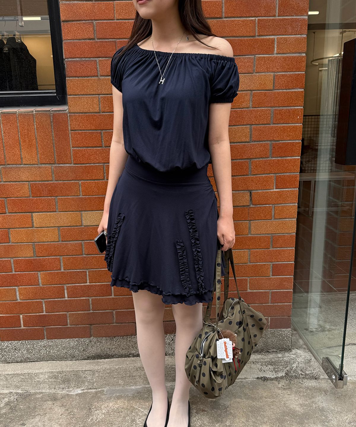 시눈(SINOON) Drape Jersey Mini One-Piece (Navy)