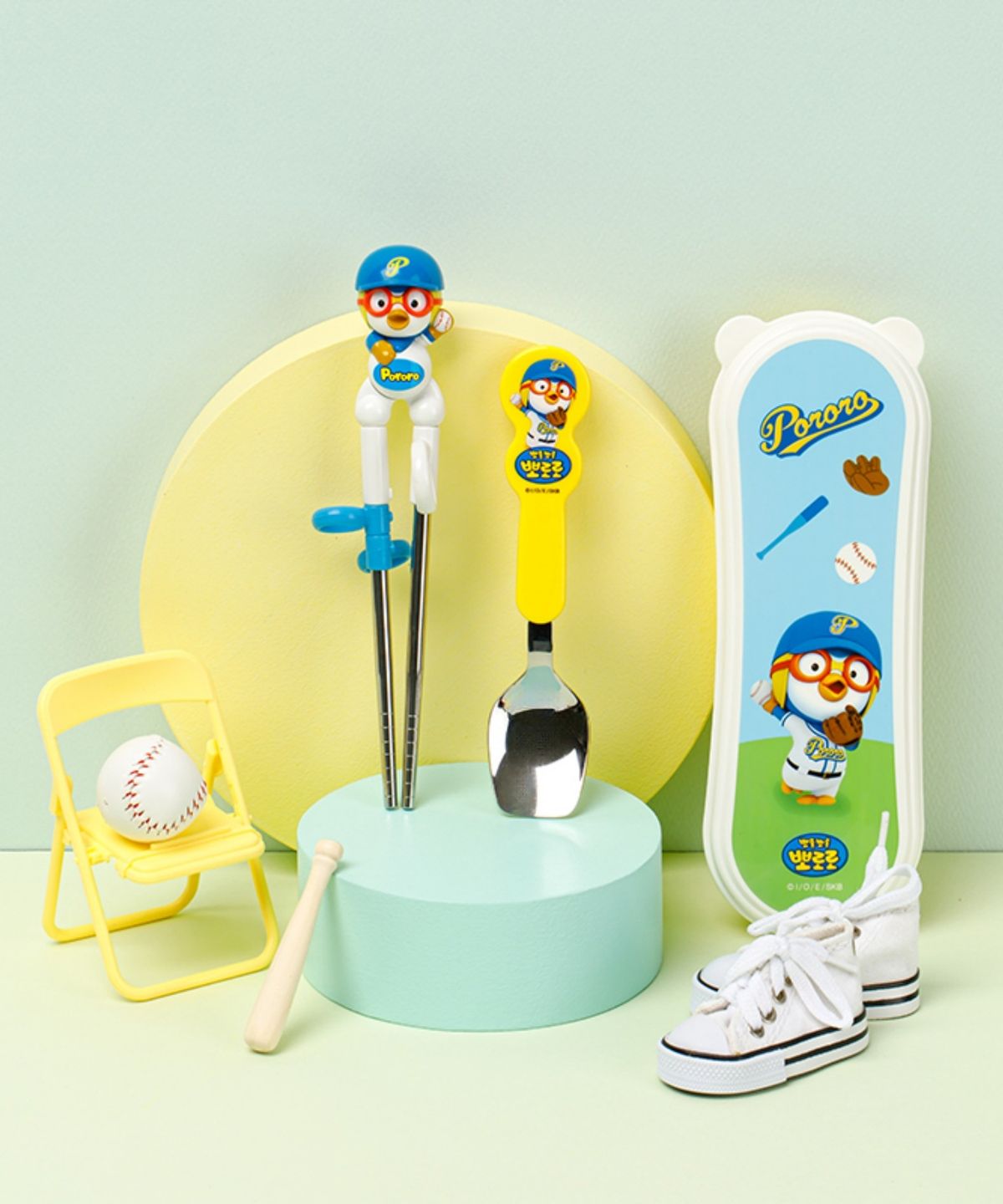 에디슨(EDISON) 에디슨 야구 뽀로로 이지 스텐 수저 케이스 세트 (오른손용)