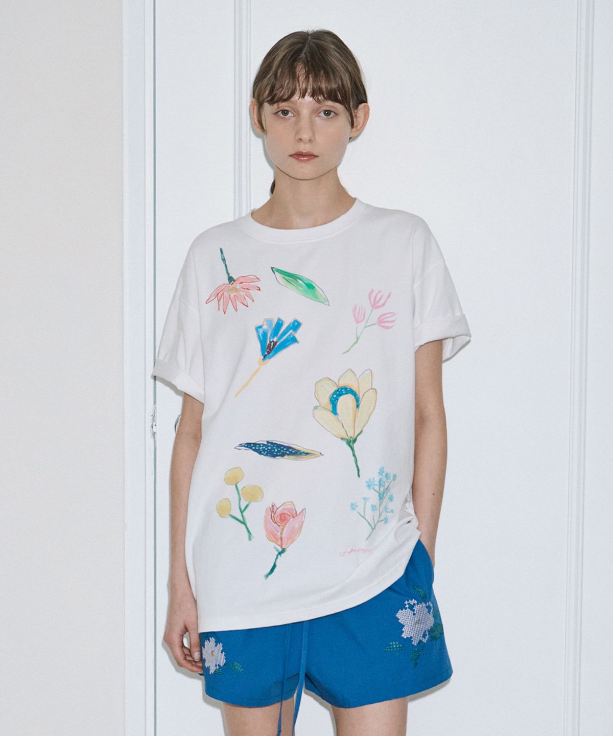 시눈(SINOON) Floral Garden T-Shirt (White)