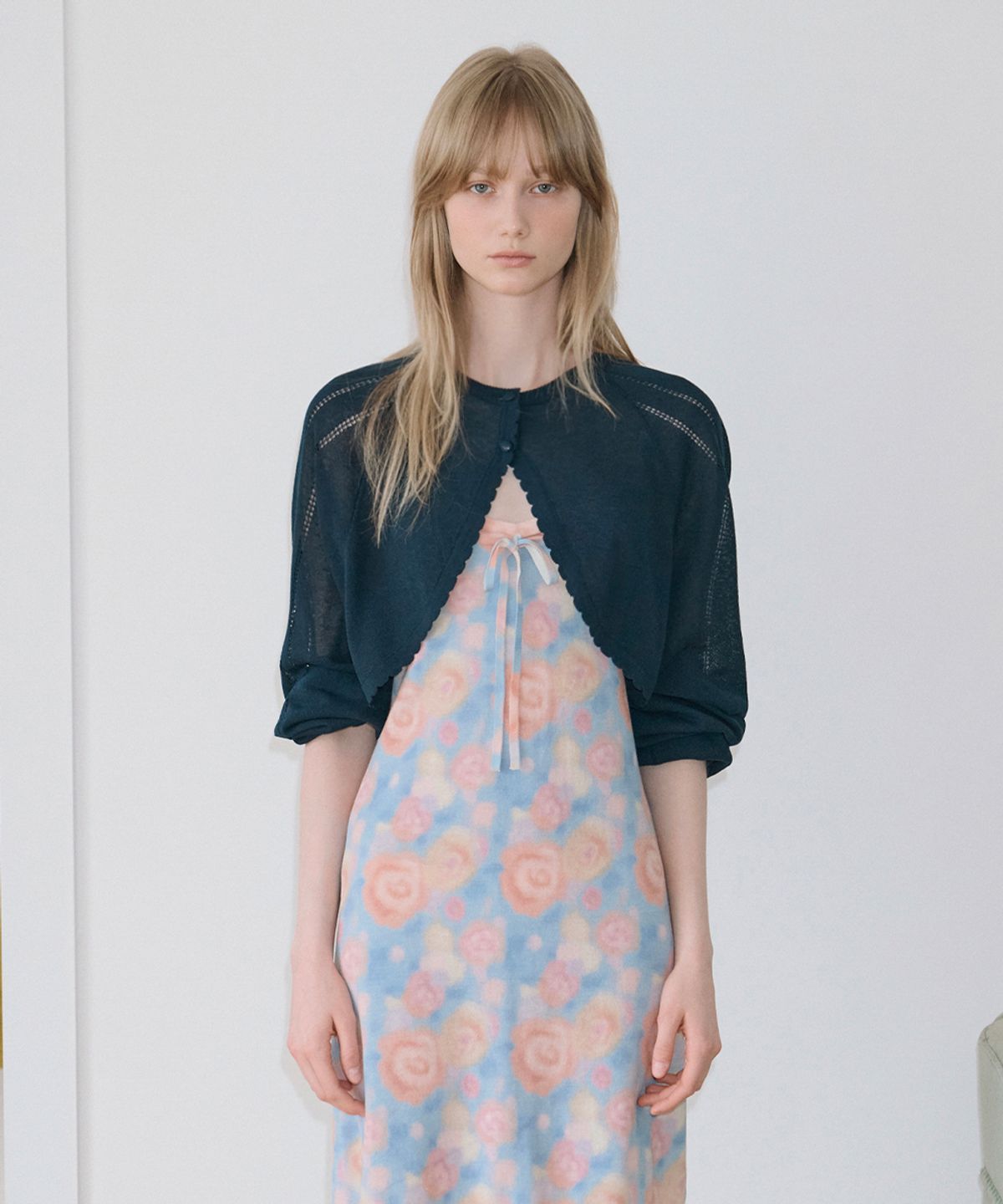 시눈(SINOON) Bolero Knit Cardigan (Navy)