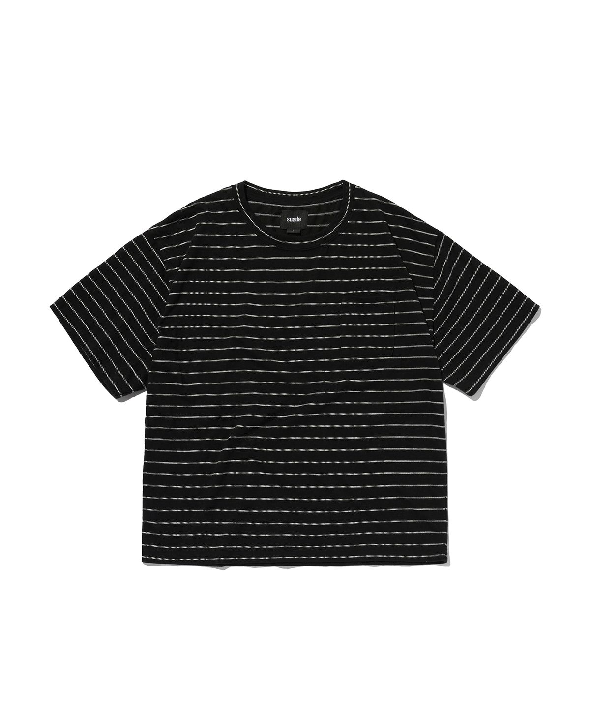 스웨이드(SUADE) TEXTURED POCKET TEE [BLACK WHITE]