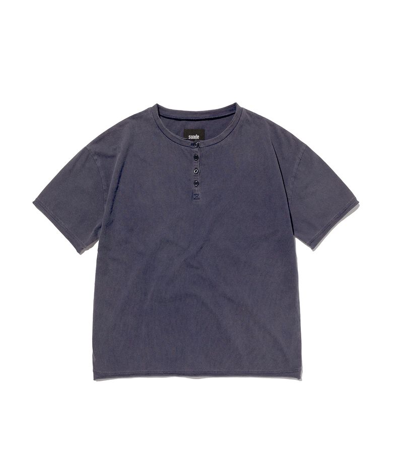 WASHED HENLEY NECK TEE [WASHING NAVY]