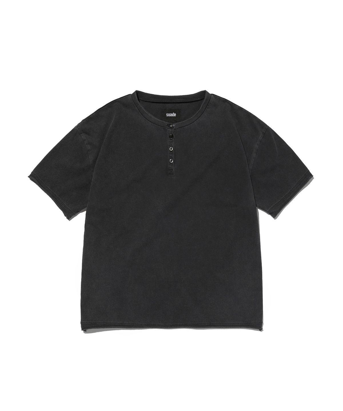 스웨이드(SUADE) WASHED HENLEY NECK TEE [WASHING BLACK]