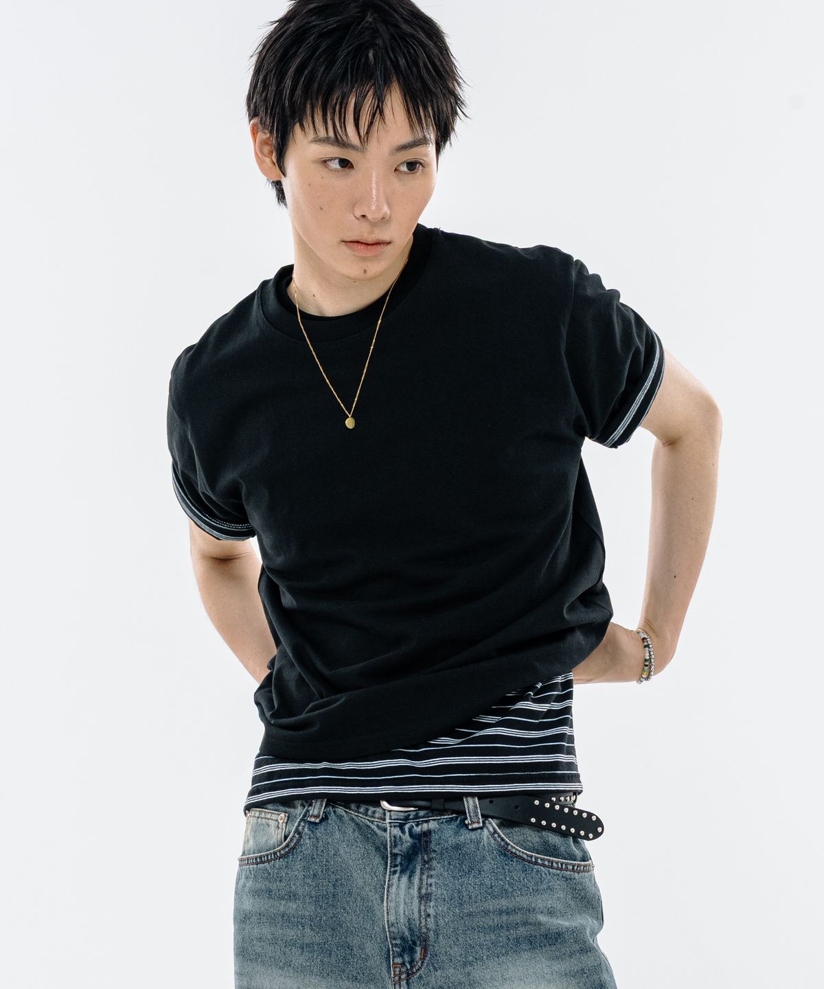 베이스모먼트(BASEMOMENT) 바이오 코튼 크롭 티셔츠 블랙