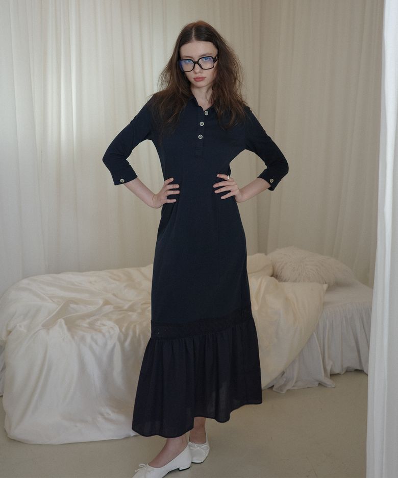 Cotton Jersey Long Dress_ Navy