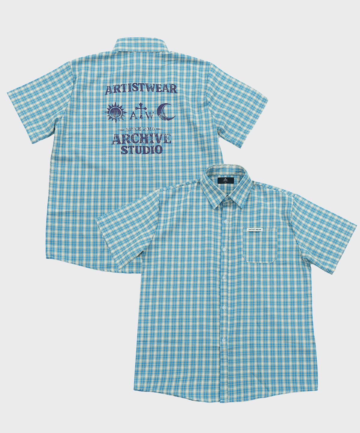 아티스트웨어(ARTISTWEAR) [ATW] 썬앤문 체크 하프셔츠 - BLUE