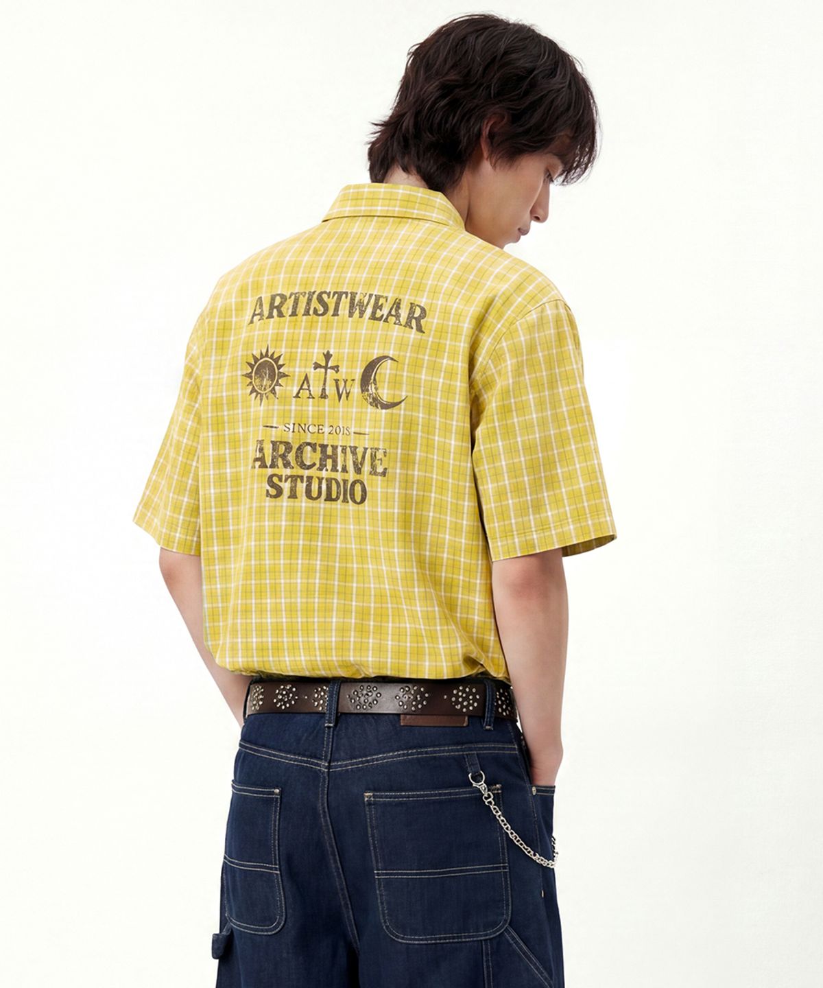 아티스트웨어(ARTISTWEAR) [ATW] 썬앤문 체크 하프셔츠 - YELLOW