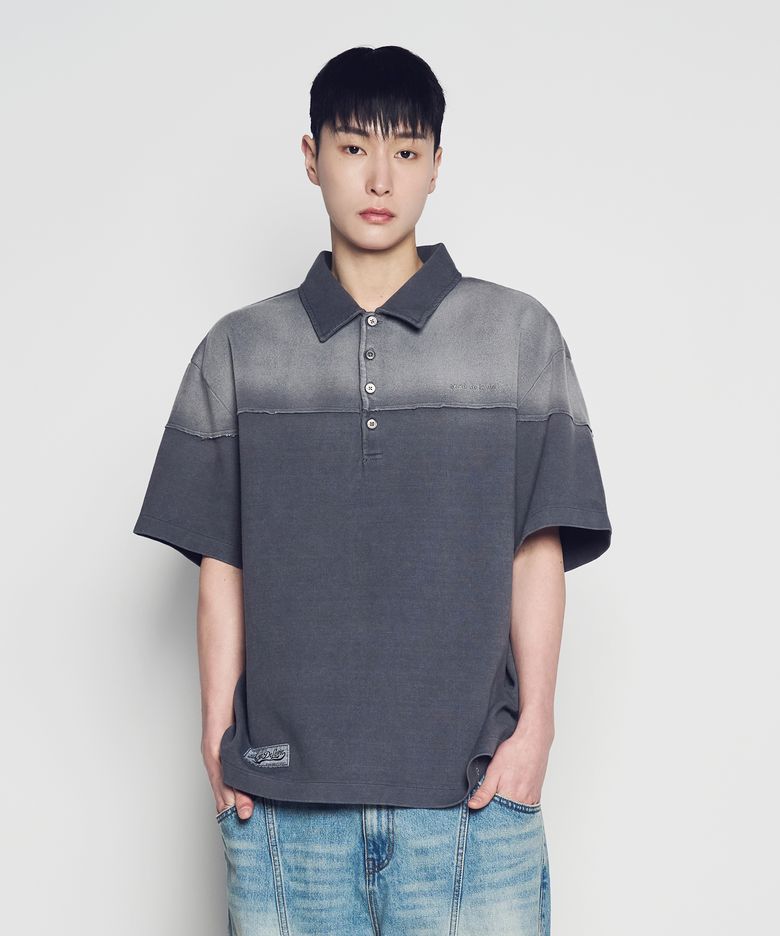 GARMENT DYEING COLLAR SHORT SLEEVE T-SHIRT