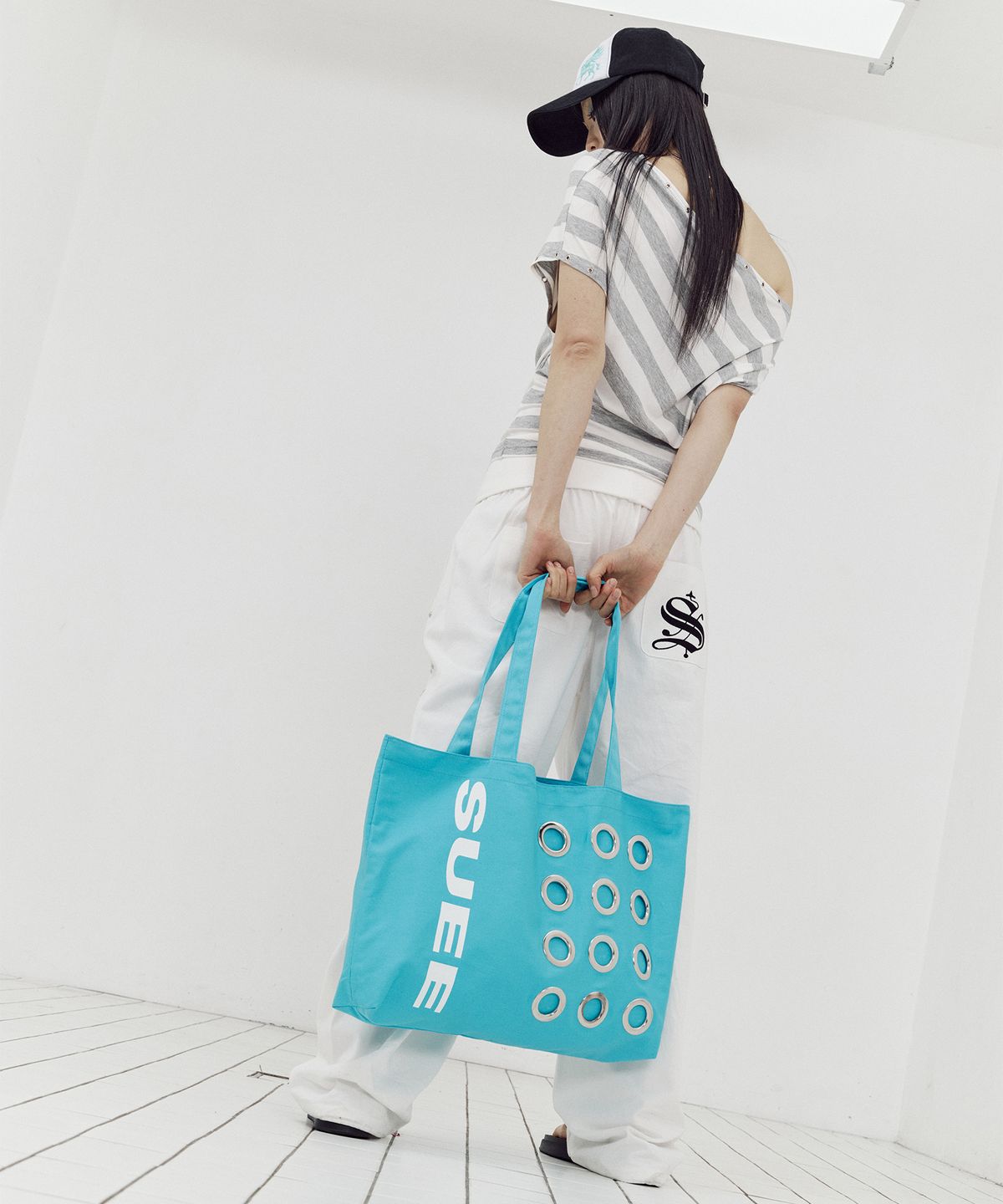 셋업이엑스이(SETUP-EXE) BULLET HOLE SHOPPER BAG / BLUE