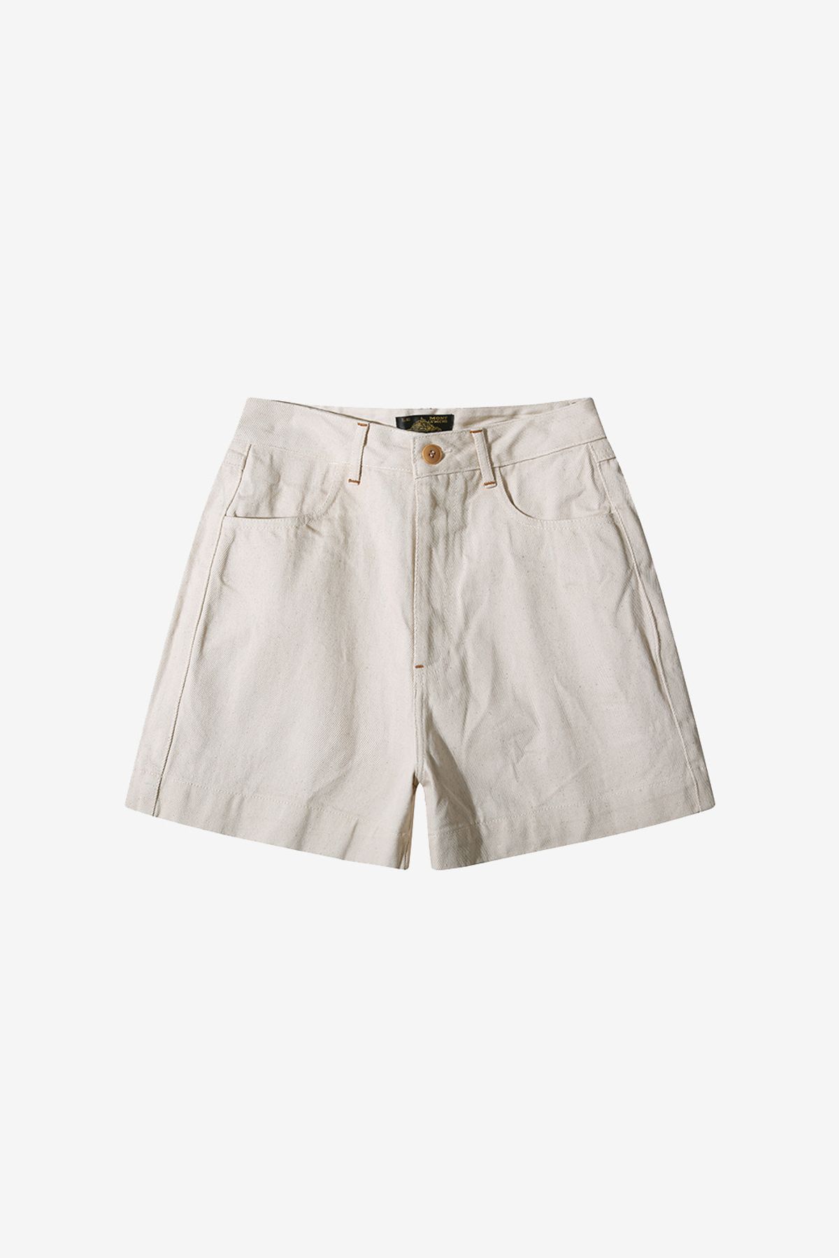 르몽생미셸(LE MONT ST MICHEL) Vintage High-Waisted Denim Shorts_Ivory