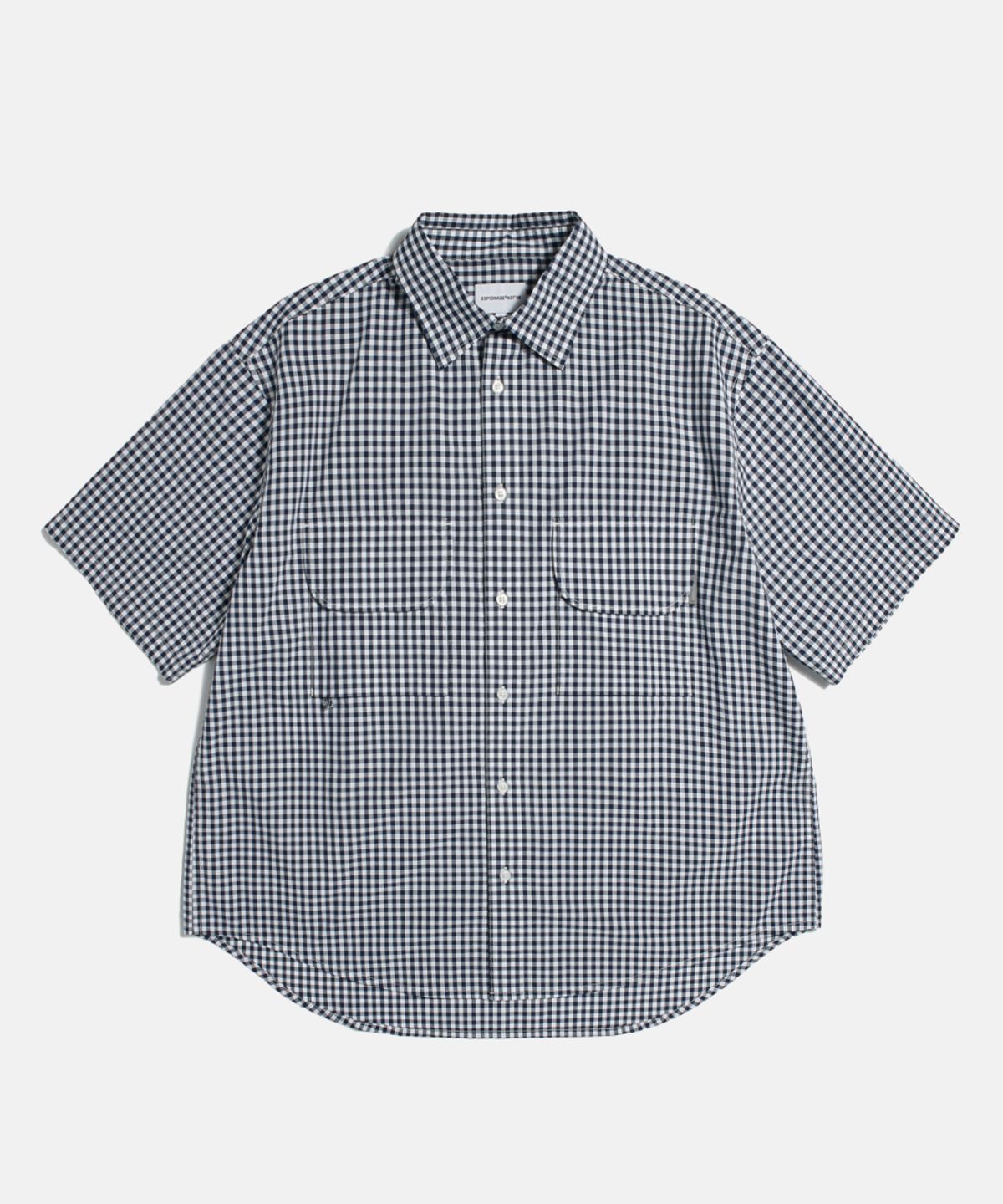 에스피오나지(ESPIONAGE) Double Pocket Gingham S/S Shirt Navy