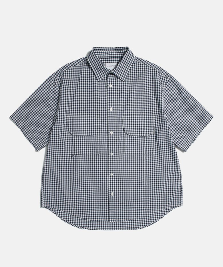 Double Pocket Gingham S/S Shirt Navy