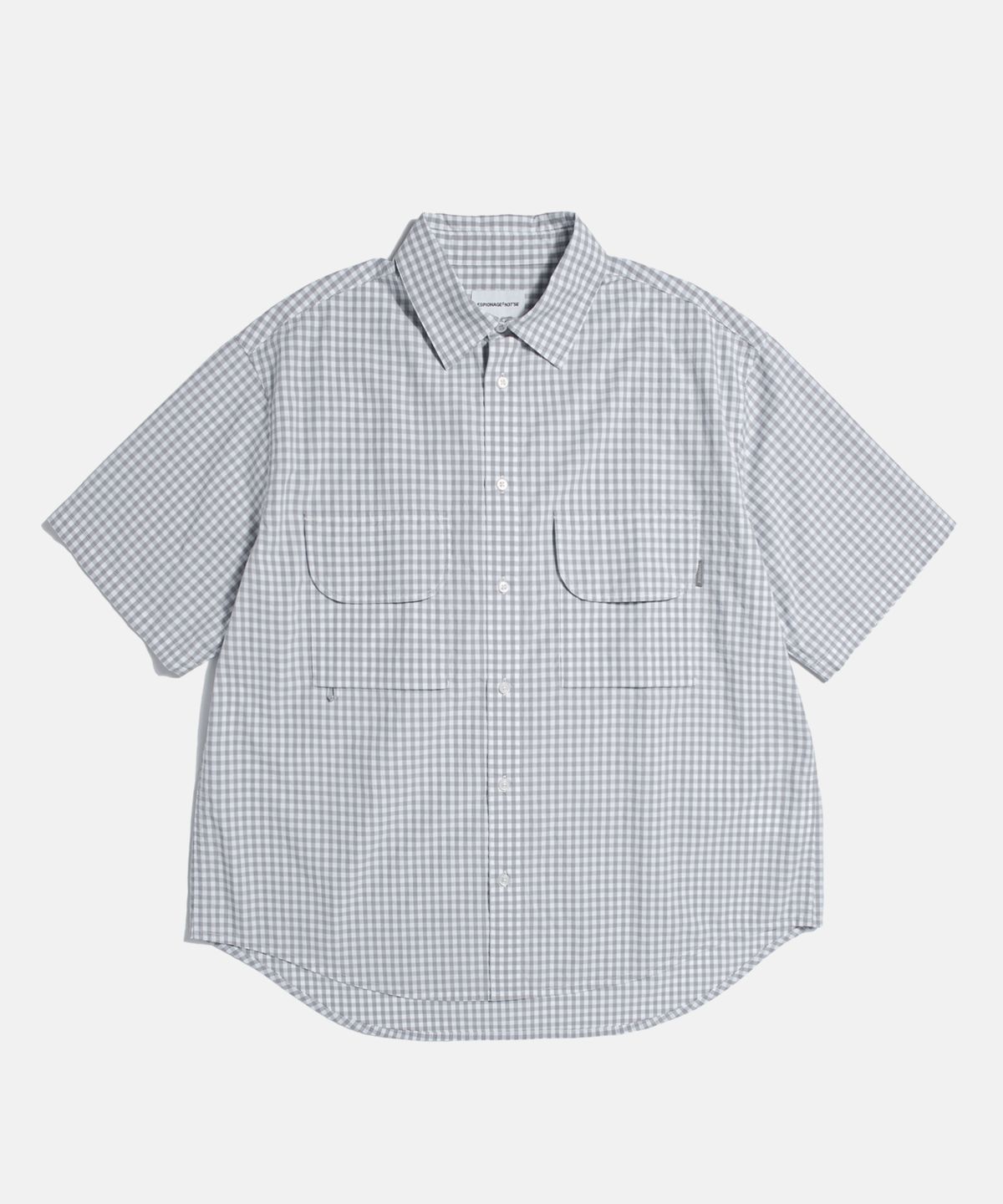 에스피오나지(ESPIONAGE) Double Pocket Gingham S/S Shirt Grey