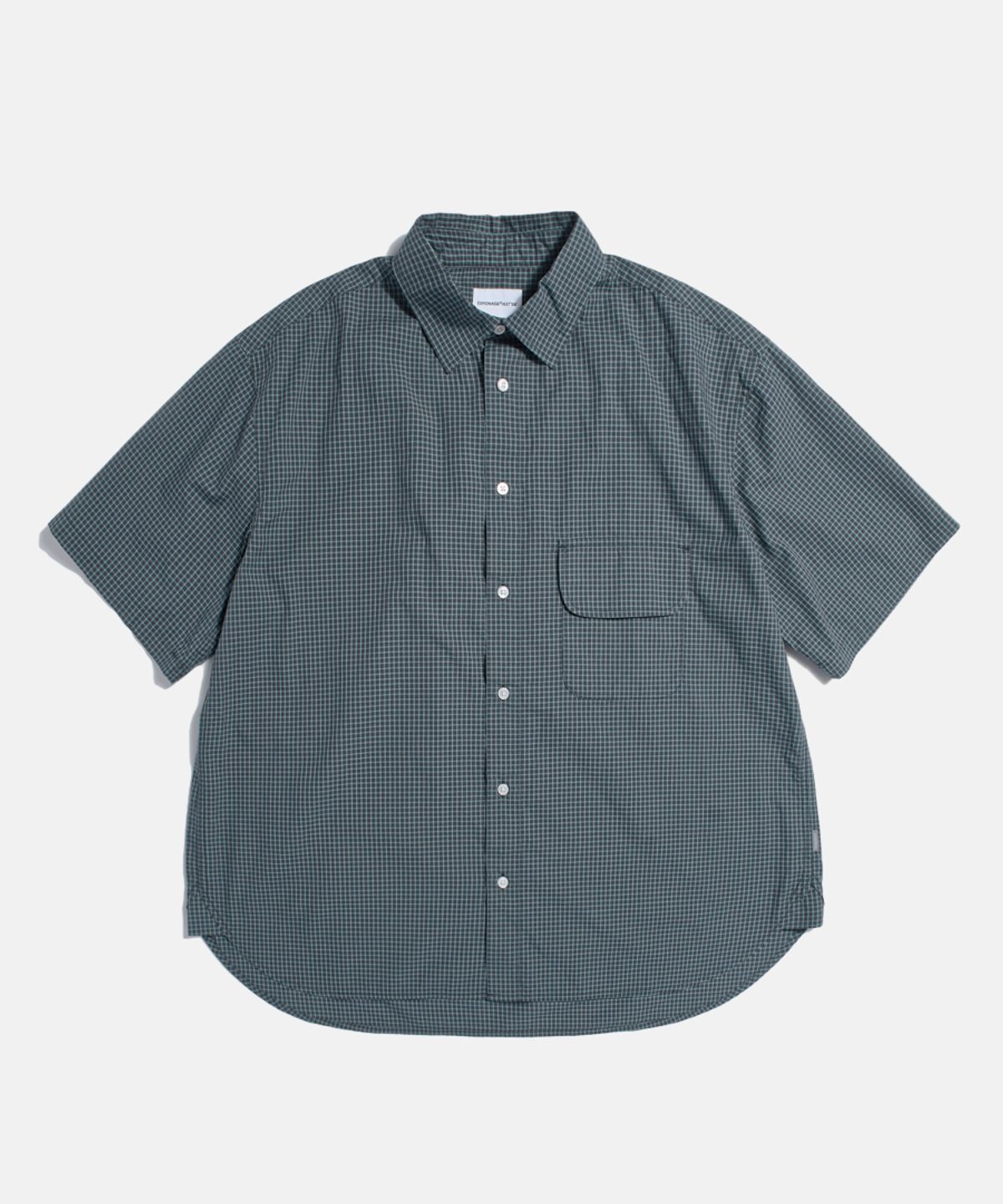 에스피오나지(ESPIONAGE) Multi Check Flap Pocket S/S Shirt Teal Navy