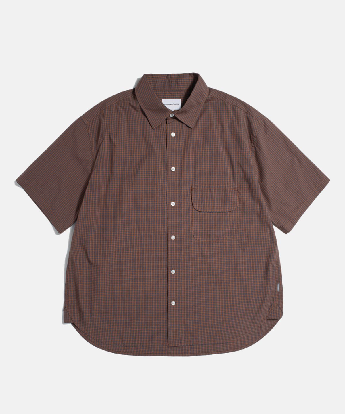 에스피오나지(ESPIONAGE) Multi Check Flap Pocket S/S Shirt Brick Navy