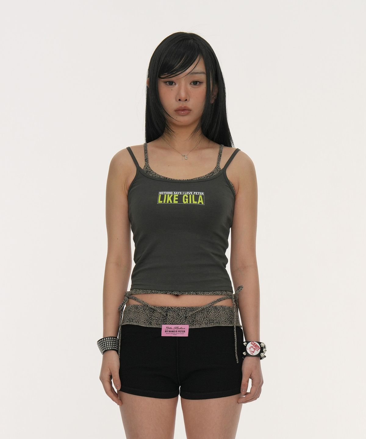 길라아카이브(GILAARCHIVE) LAYERED BOX LOGO SLEEVELESS (LEOPARD)_BLACK