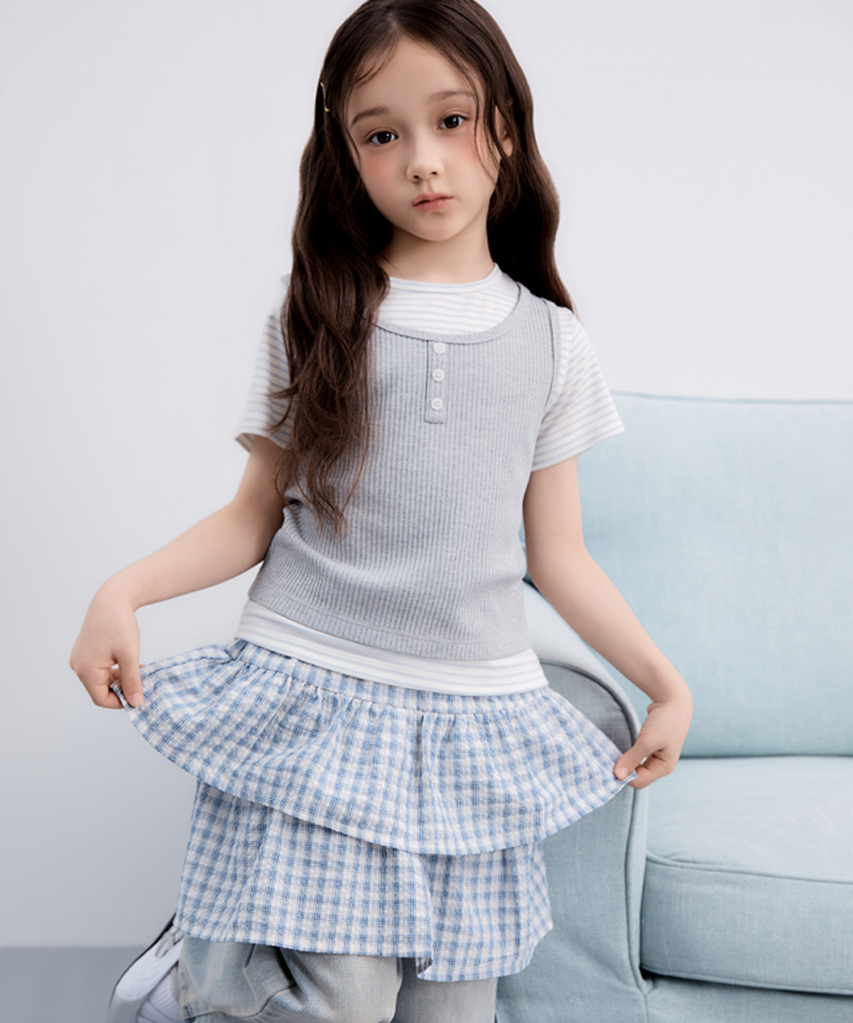 스파오 키즈(SPAO KIDS) [키즈] 체크 캉캉 스커트 (속바지)_SPWHG25KG1