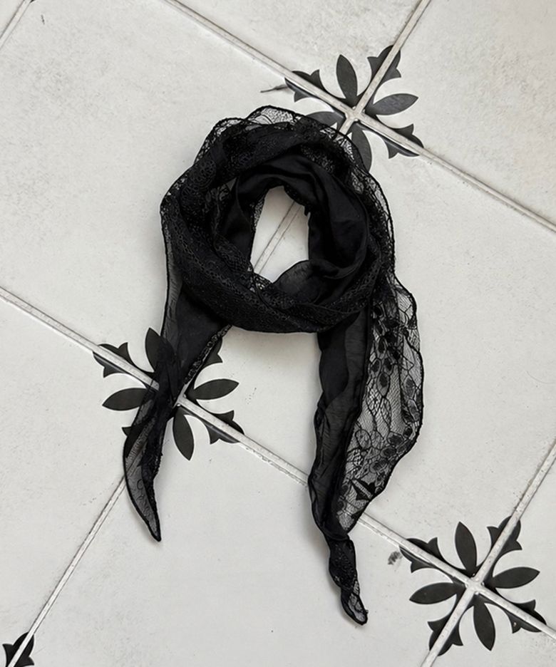 BLOOMING RHOMBUS SCARF_BLACK