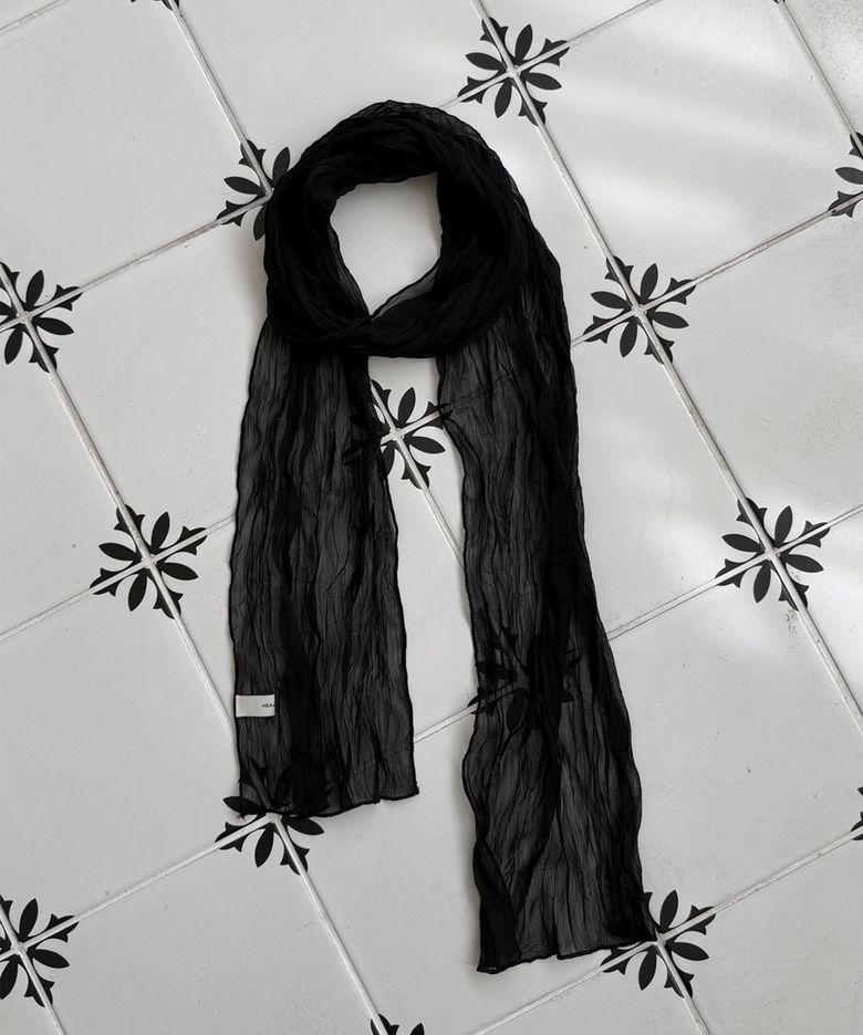 WRINKLE WAVE SCARF_BLACK