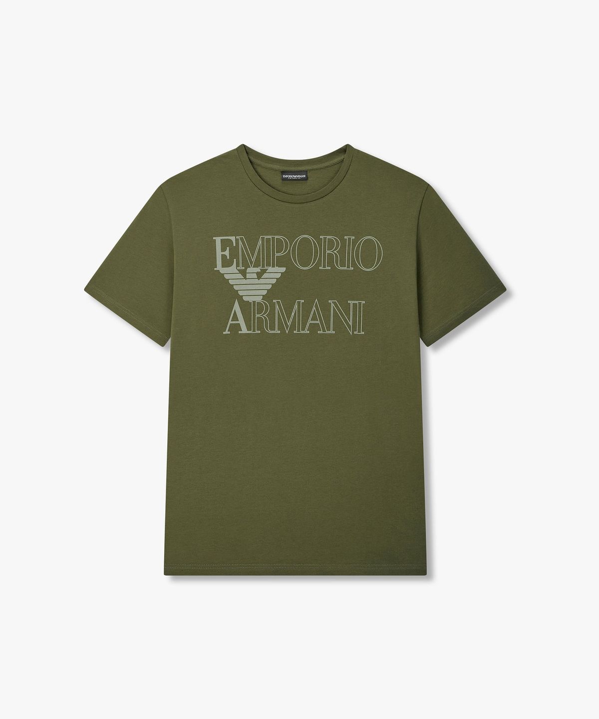엠포리오 아르마니 언더웨어(EMPORIO ARMANI UNDERWEAR) 남성 로고 크루넥 비치웨어 티셔츠_올리브 0816134054