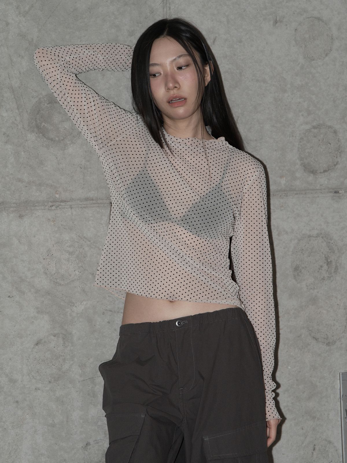 스웨이글로우(SWAYGLOW) 매쉬 도트 티셔츠 (BE)