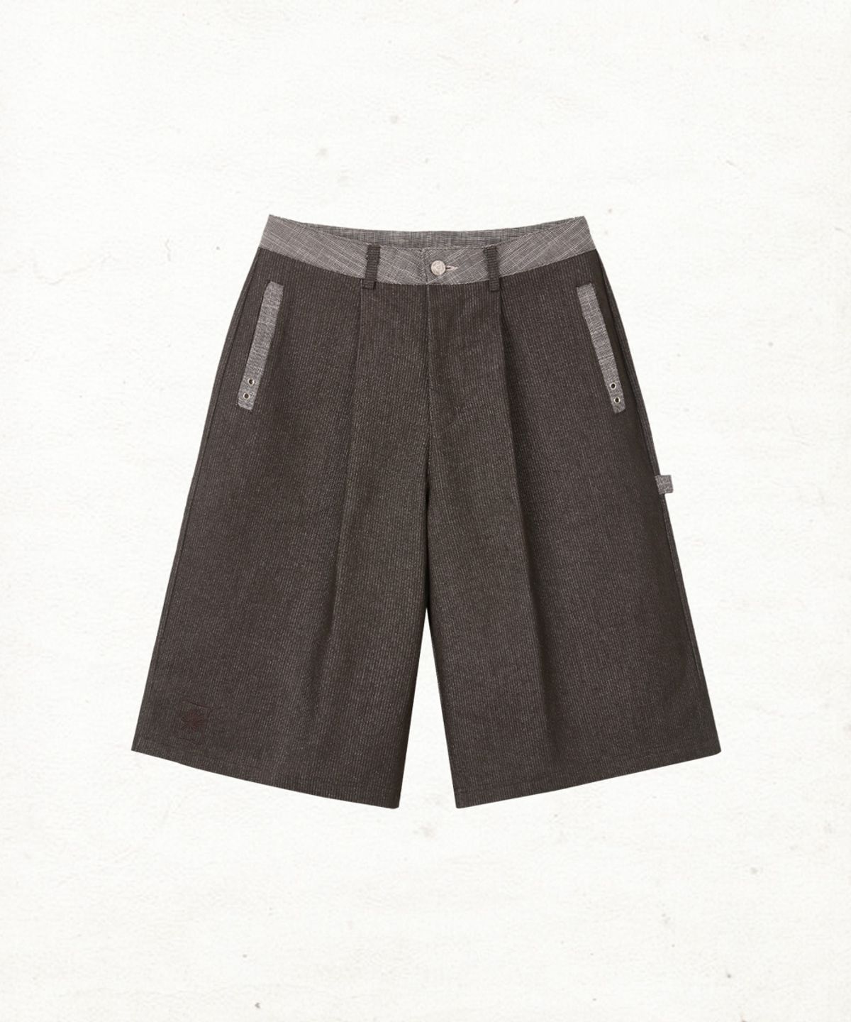 단델(DANDEL) DD stripe denim bermuda pants (BROWN)