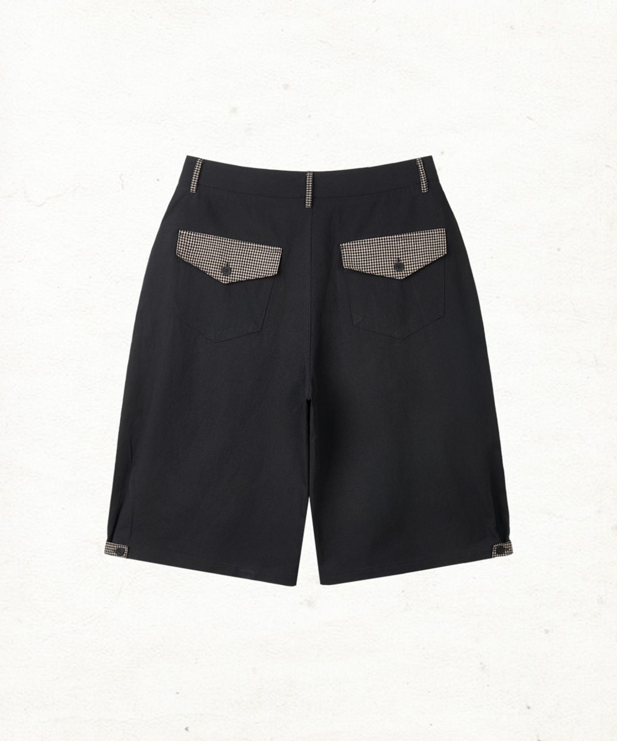 단델(DANDEL) DD check balloon bermuda pants (BLACK)