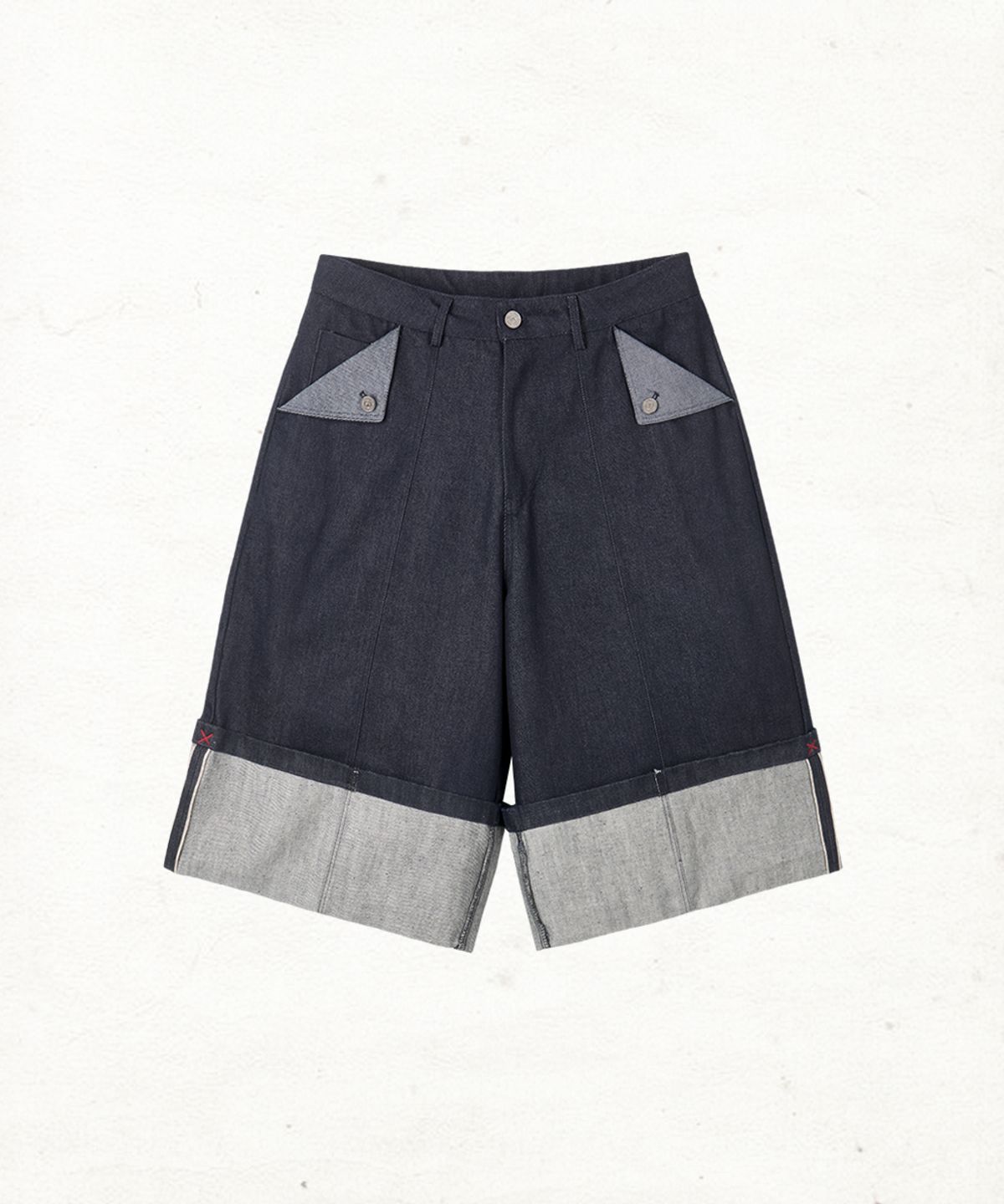 단델(DANDEL) DD turn-up denim bermuda pants (INDIGO)