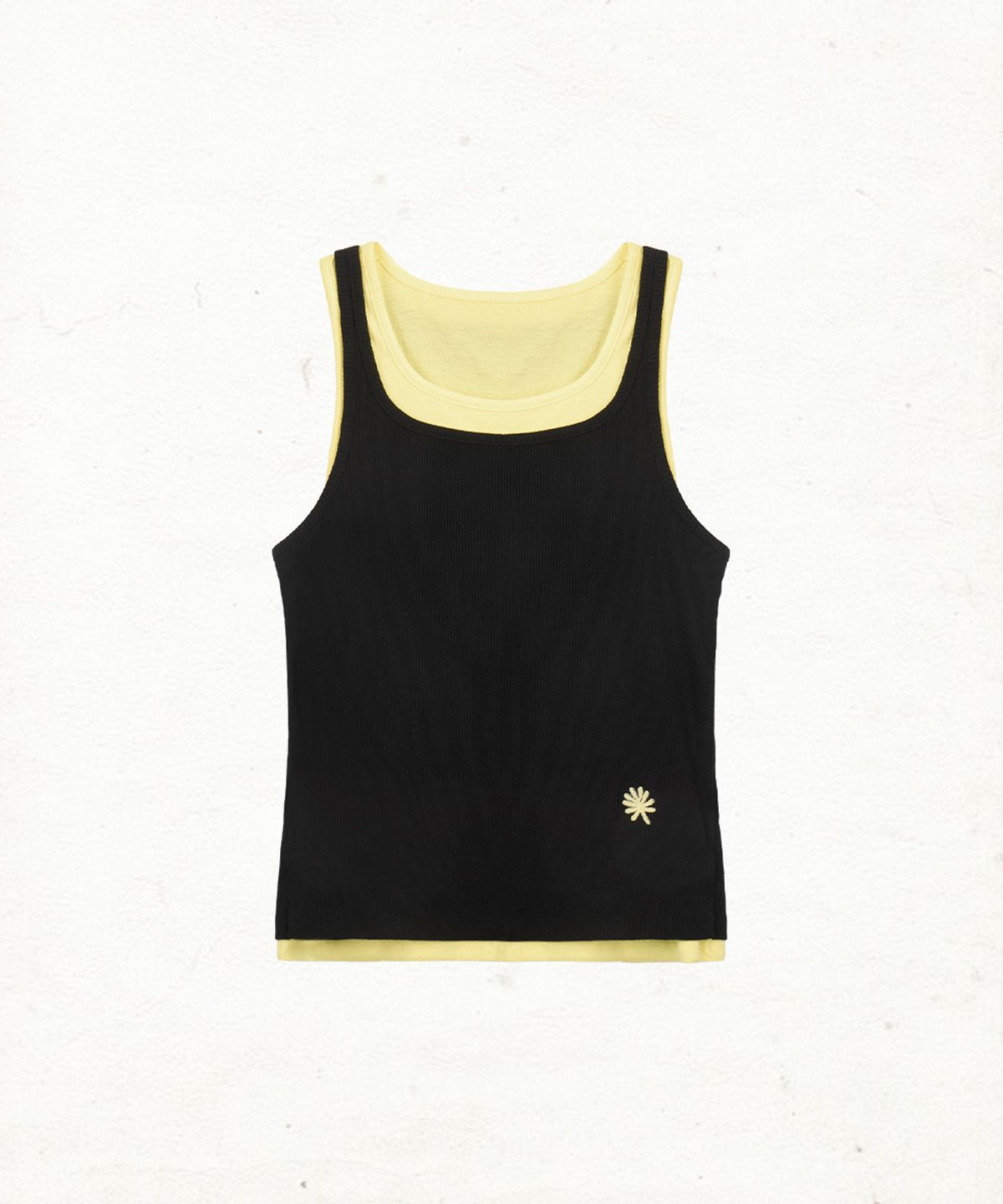 단델(DANDEL) DD layered rib sleeveless (BLACK)