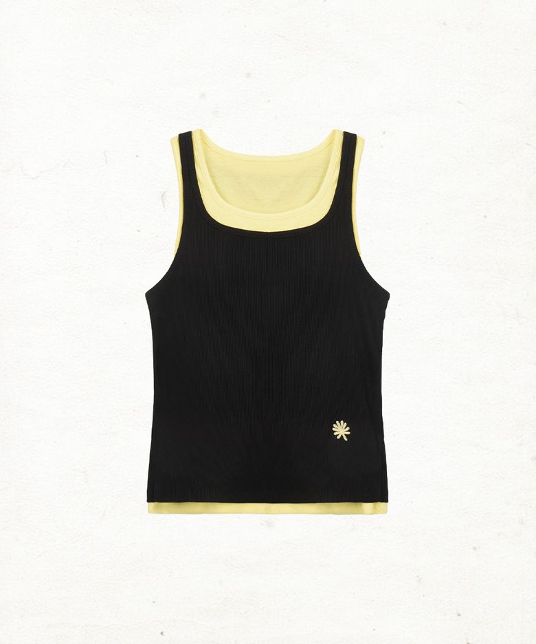 DD layered rib sleeveless (BLACK)
