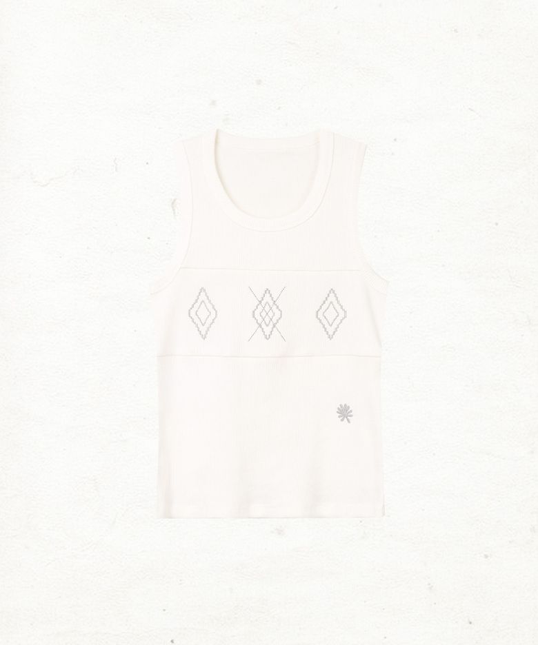 DD argyle stitch sleeveless (WHITE)