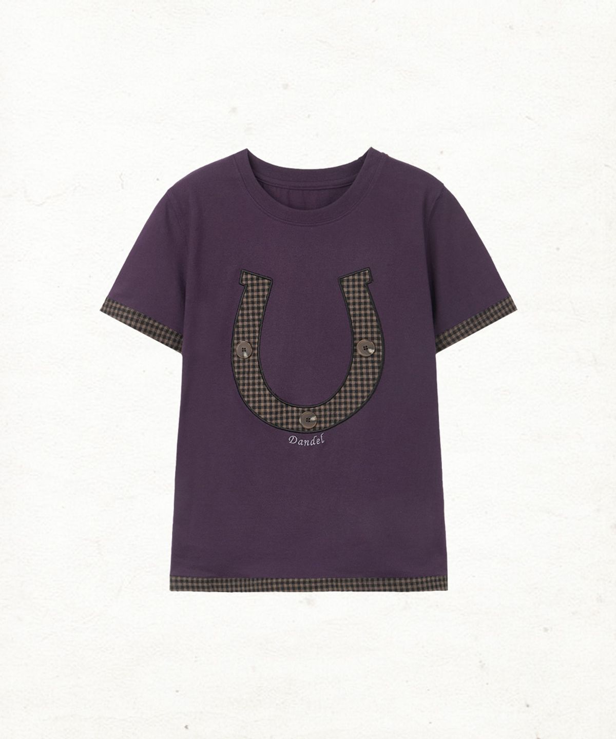 단델(DANDEL) DD horseshoe check applique tee (PURPLE)