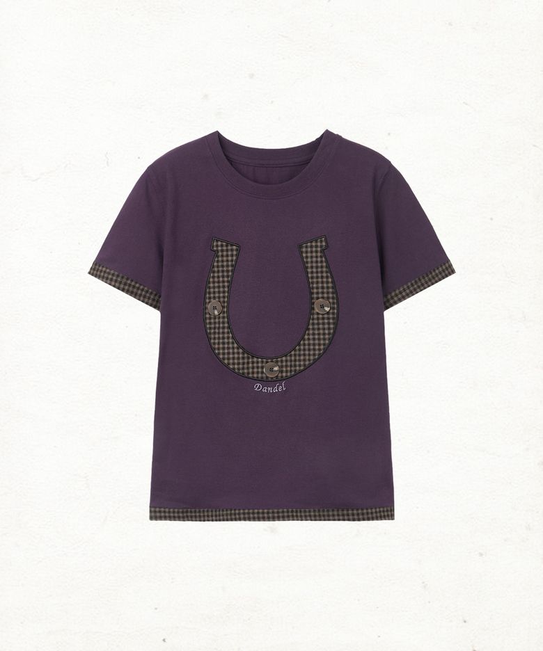 DD horseshoe check applique tee (PURPLE)