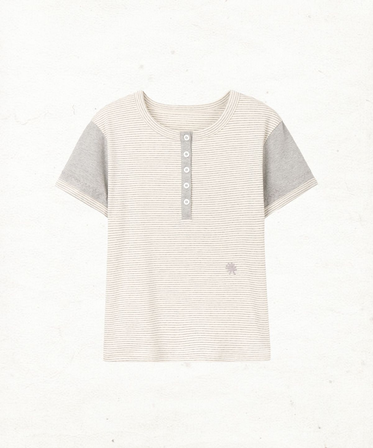 단델(DANDEL) DD mixed pattern henley neck tee (ST GREY)