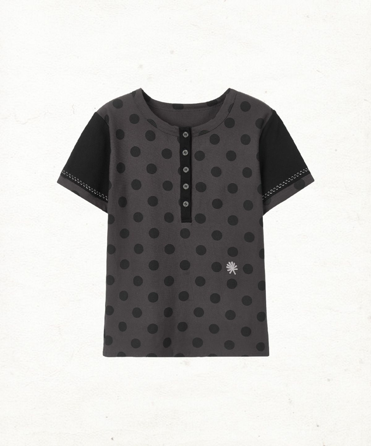 단델(DANDEL) DD mixed pattern henley neck tee (DT BLACK)