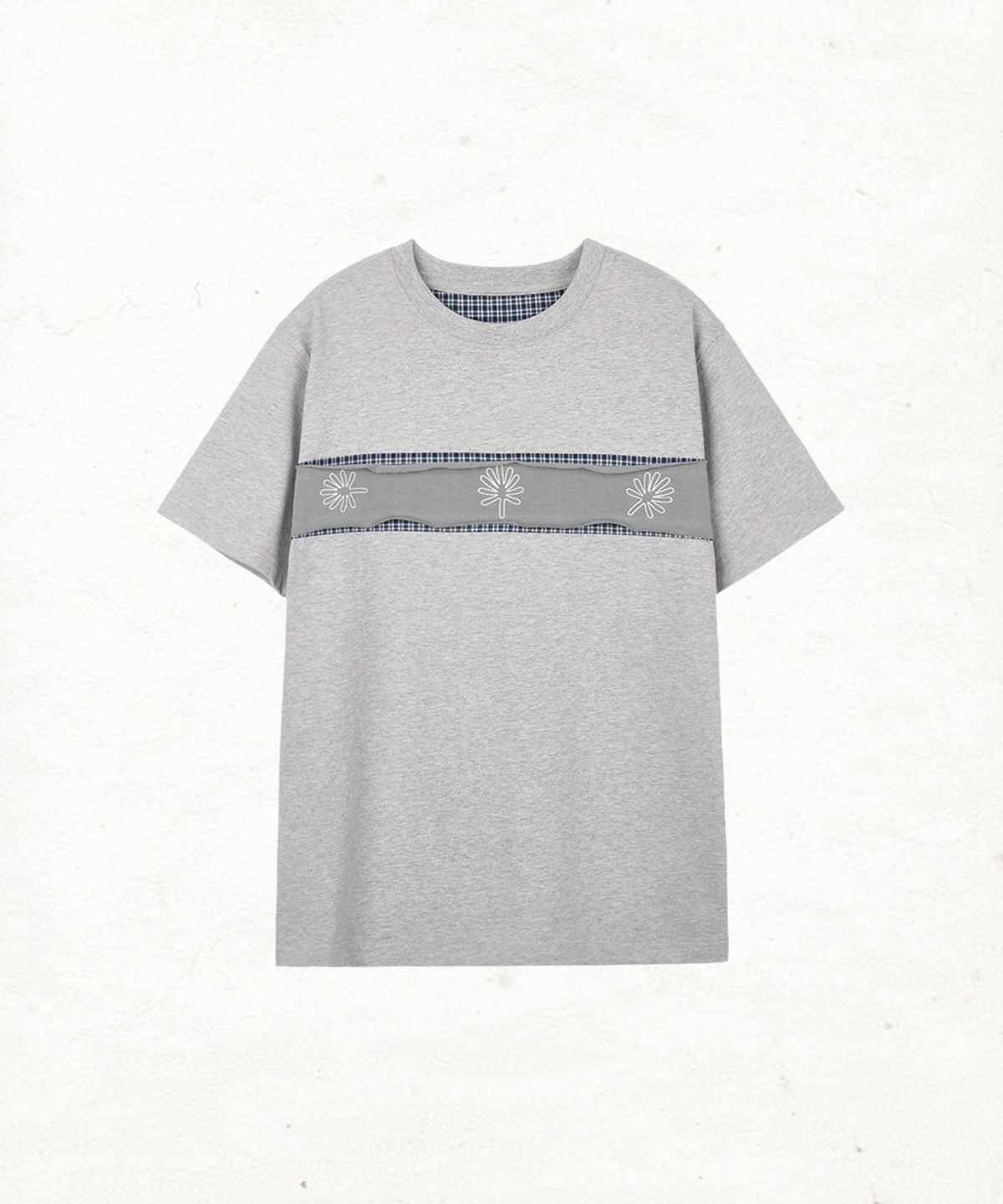 단델(DANDEL) DD check inset symbol tee (GREY)