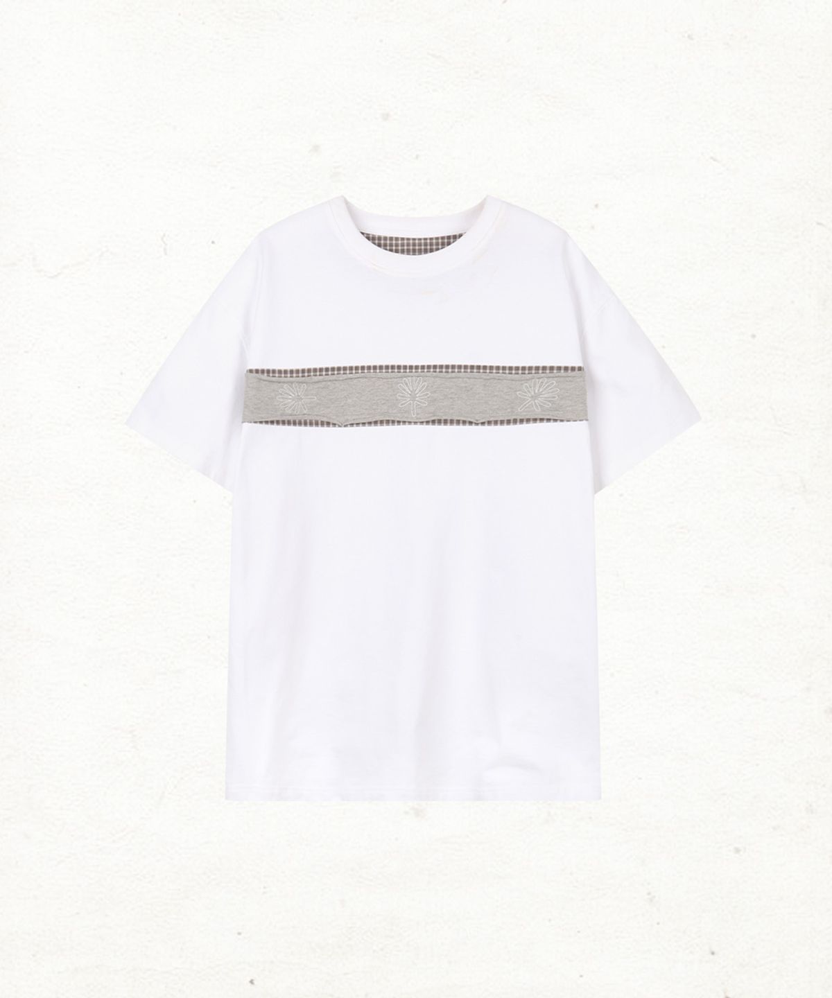 단델(DANDEL) DD check inset symbol tee (WHITE)