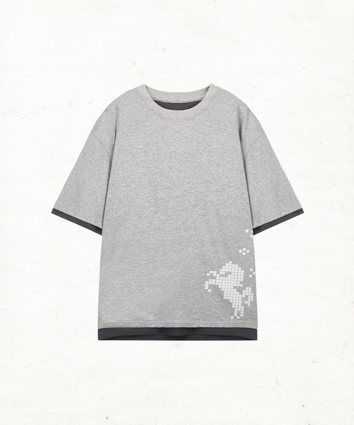 단델(DANDEL) DD layered pixel horse tee (GREY)