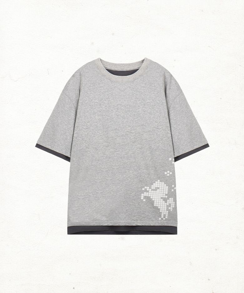 DD layered pixel horse tee (GREY)