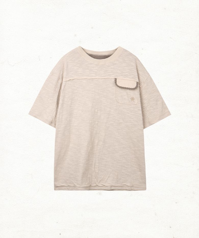 DD reversible stripe pocket tee (BEIGE)