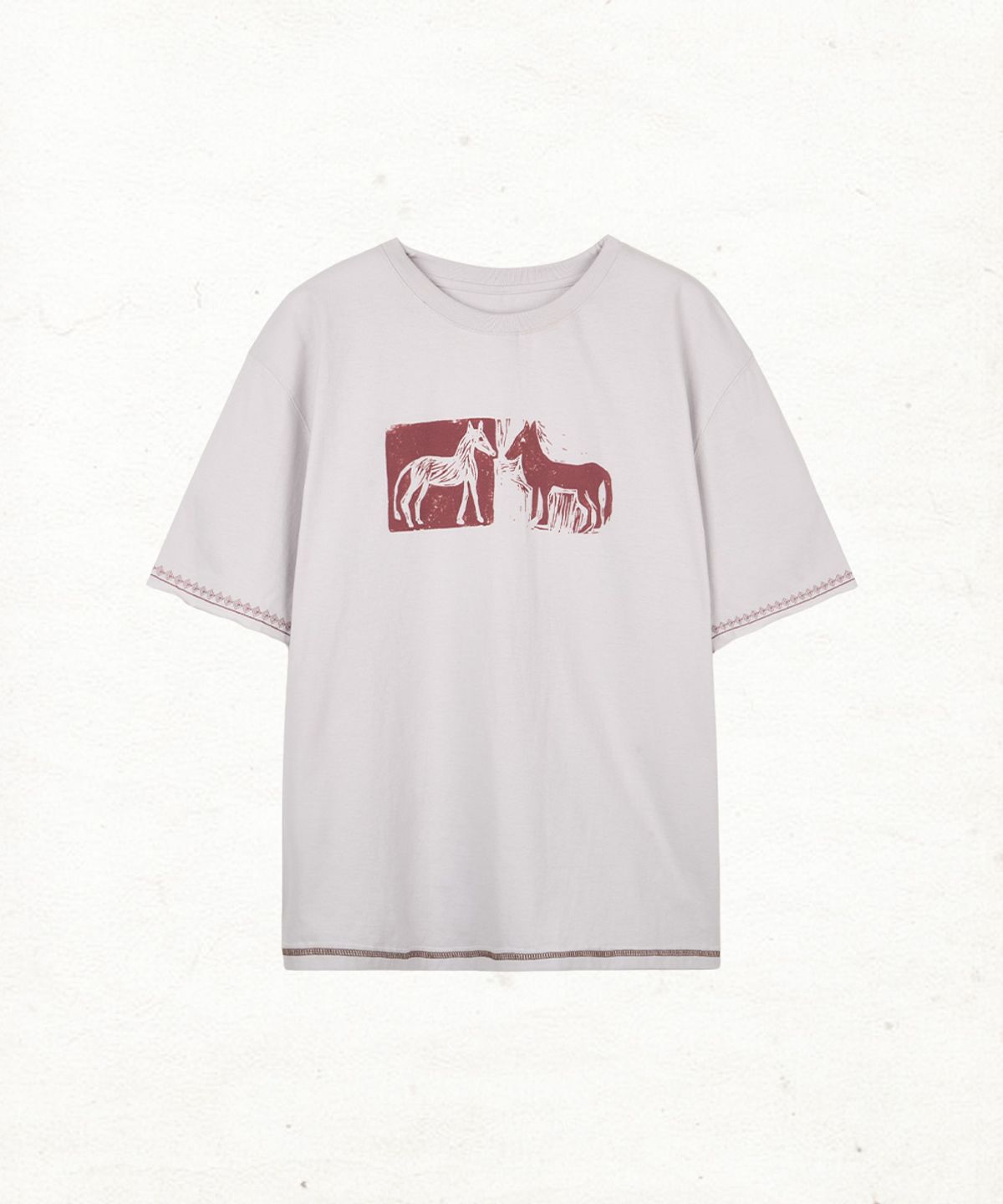 단델(DANDEL) DD two horse stitch tee (LIGHT GREY)