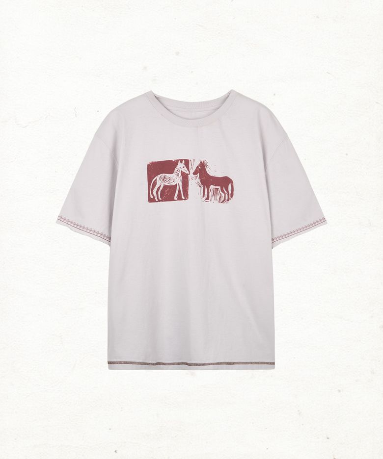 DD two horse stitch tee (LIGHT GREY)