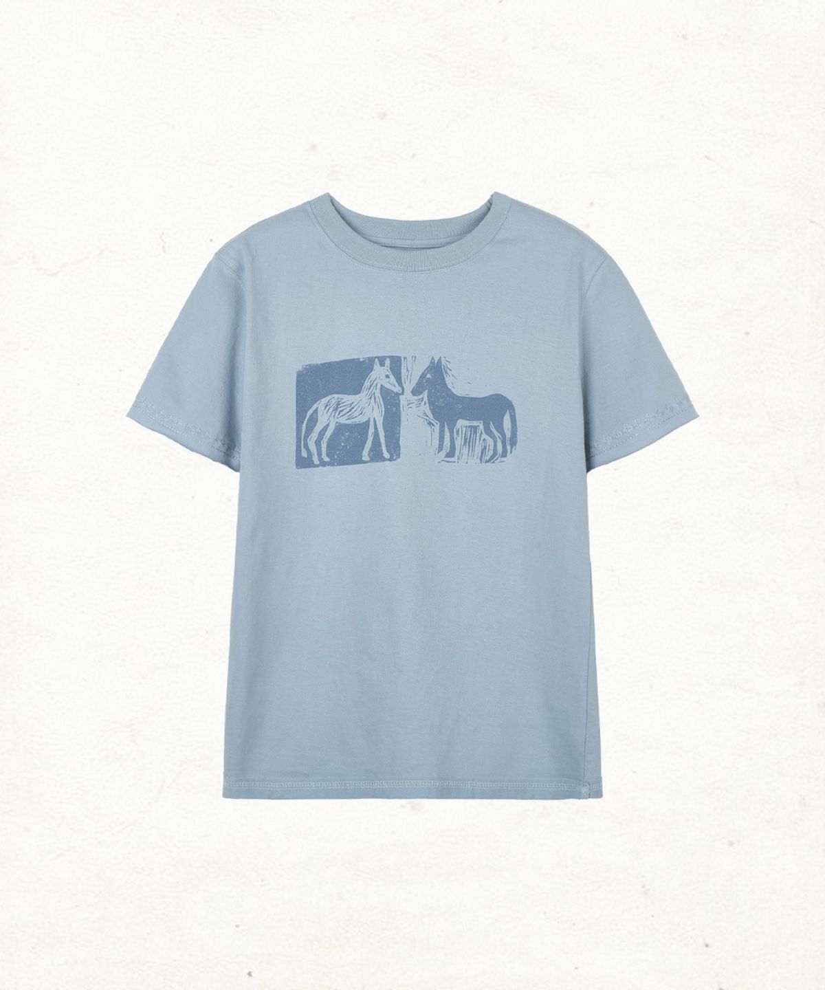단델(DANDEL) DD two horse stitch tee (SKY BLUE)