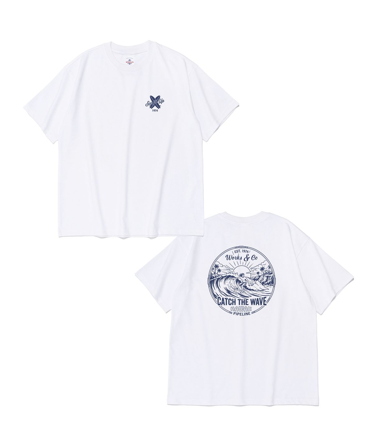 웍스앤코(WORKS & CO.) 서프 업 웨이브 반팔티 (화이트)