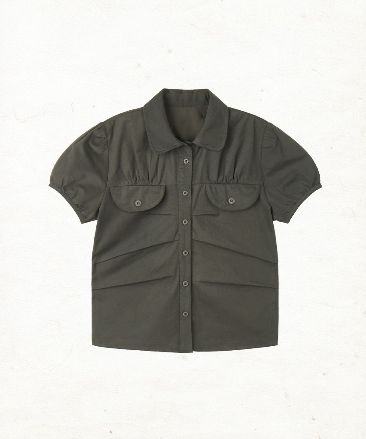 단델(DANDEL) DD pleats round pocket blouse (CHARCOAL)