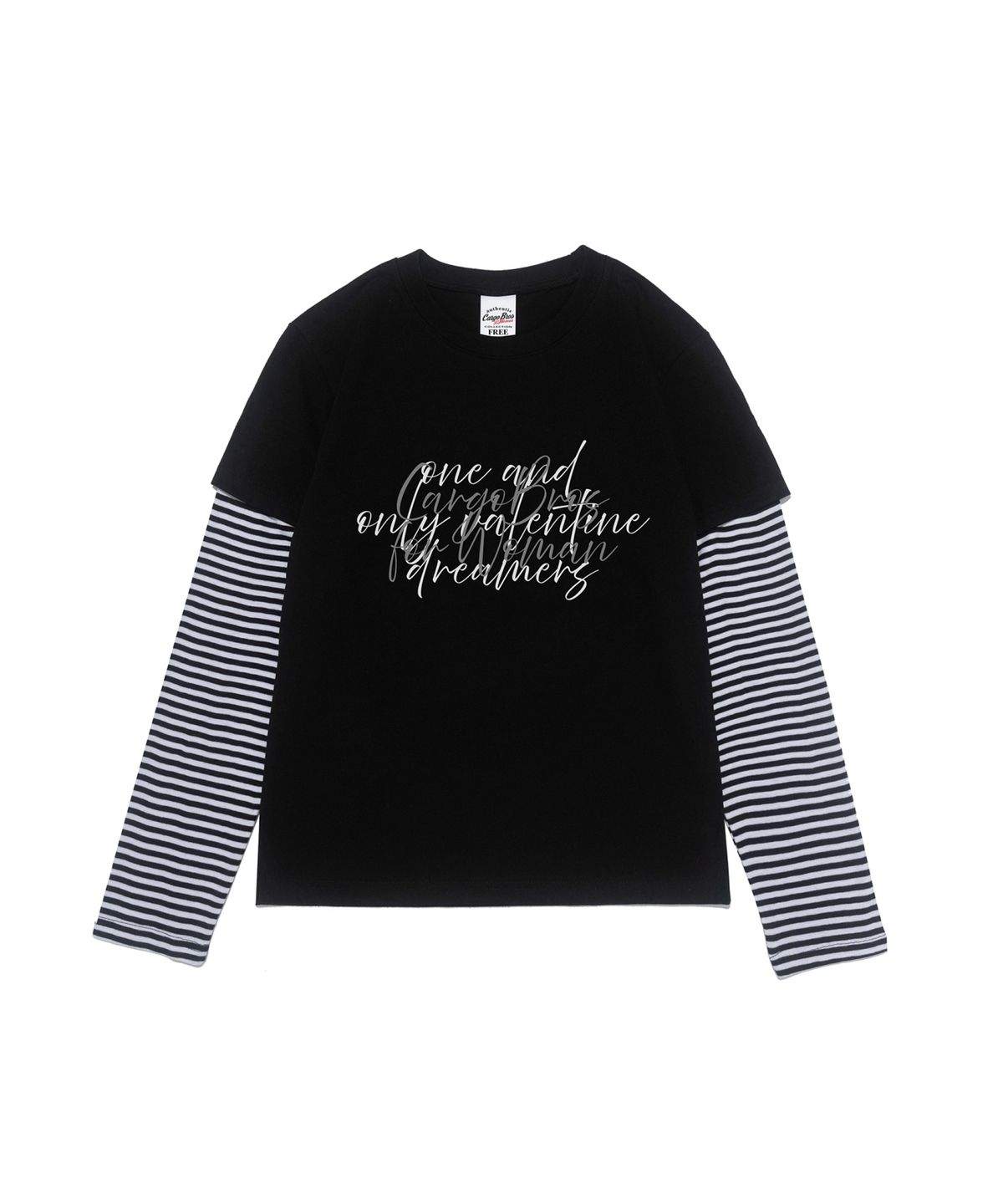 카고브로스 포 우먼(CARGOBROS FOR WOMAN) 원앤온리 레터링 레이어드 긴팔티 (블랙/화이트)