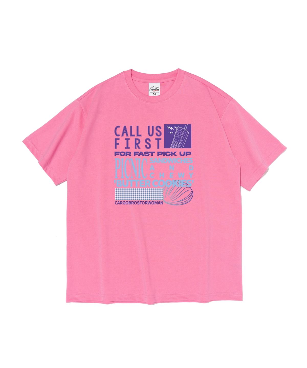 카고브로스 포 우먼(CARGOBROS FOR WOMAN) 퍼스트 피크닉 타이포 반팔티 (핑크)