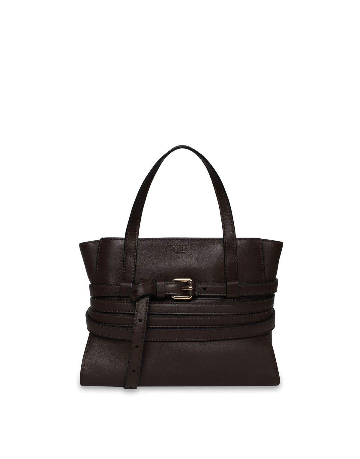 모스키노(MOSCHINO) 타이 미 소프트레더 스몰 쇼핑백 DARK BROWN