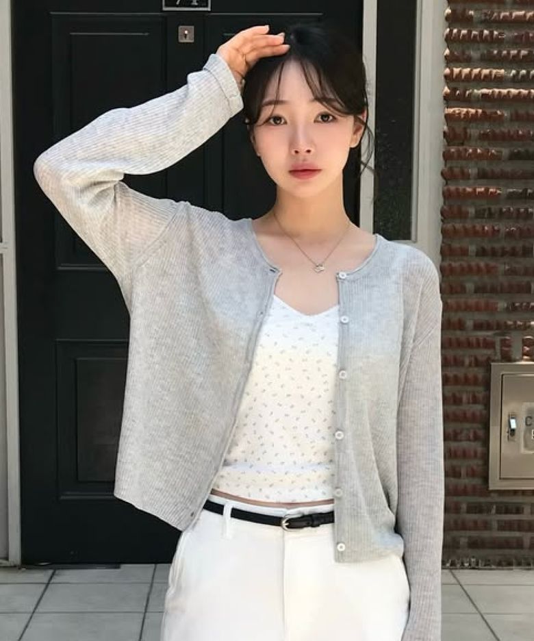 린넨 시스루 골지 라운드 가디건 5 COLOR COWCD008